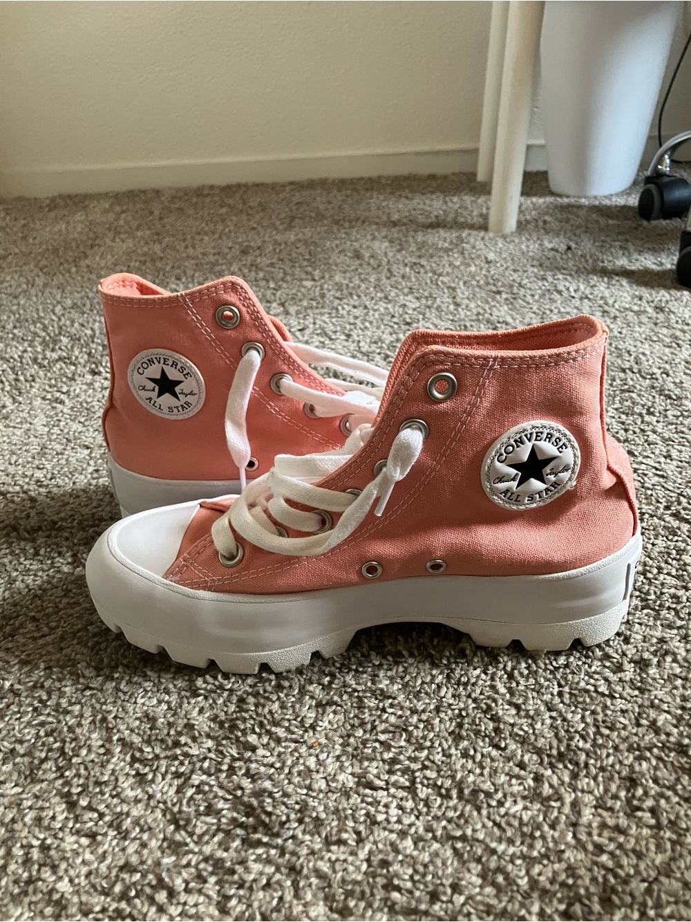 Converse Coral Pink High-Top Platform Sneakers